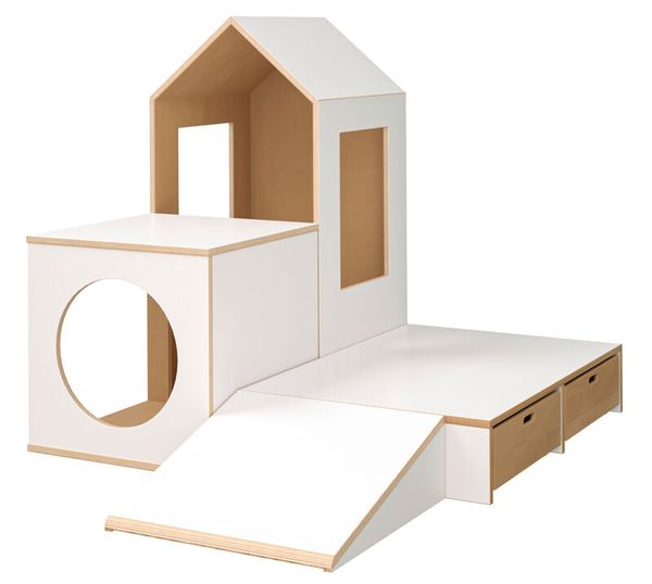 Holzhaus, Playhouse, Kletterstufen, Holzspielzeug, Rutsche