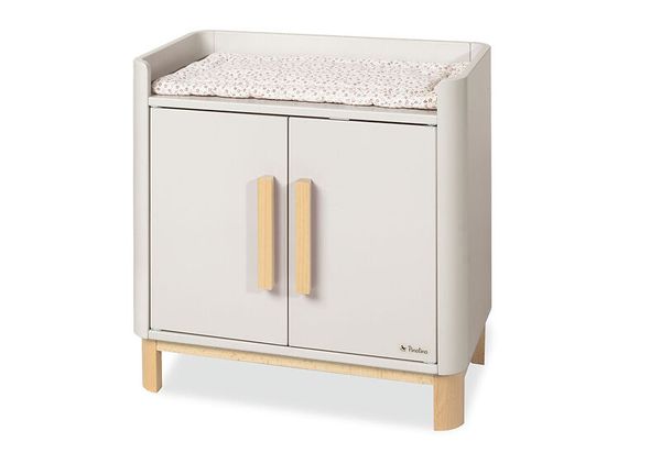 Kinderkommode, wickelkommode, weiß, Holzbeine, Auflage