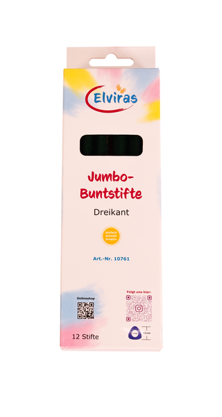 ELVIRAS Jumbo Dreikant-Buntstifte, 12 Stück, Farbe wählbar