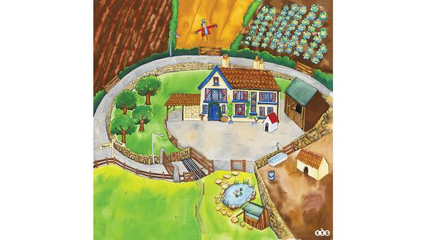 Einlegematte für Spieltisch (Art. Nr. 13671) mit Motiv, 2er Set (Bauernhof & Mond)