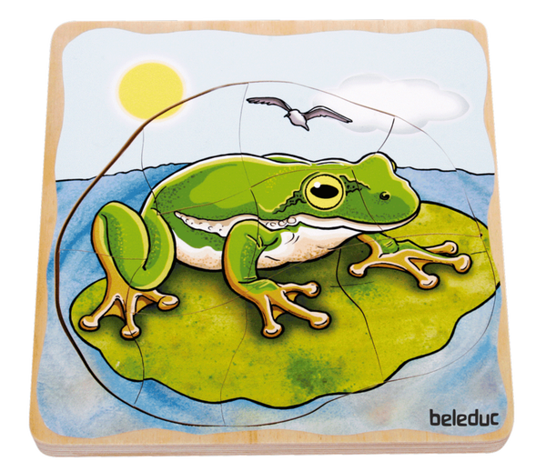 5-Lagenpuzzle Frosch, Holz, 28 Teile, ab 4 Jahre 5-Lagenpuzzle Frosch, Holz, 28 Teile, ab 4 Jahre