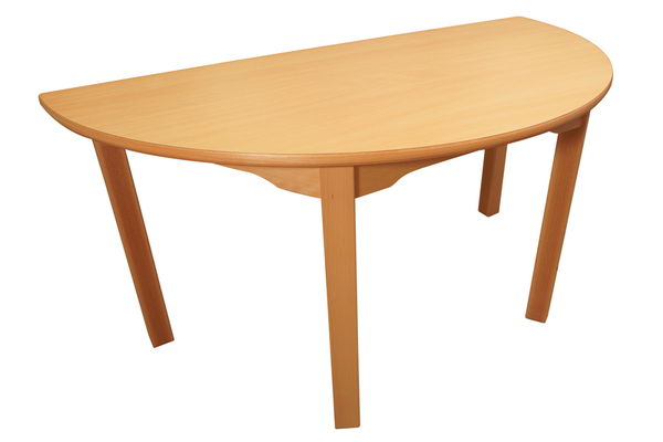 Klapptisch, Holztisch, Eichenfarbene Oberfläche, Halbkreis-Tisch, vier Beine