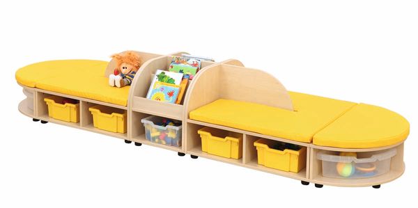 BETZOLD Maddox Sitzbank mit Rückenlehne und Bücherbox, oval mit 14 Boxen