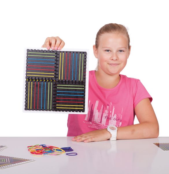 Magnetspiel "Magna Bands" mit farbigen Gummibändern & Vorlagekarten