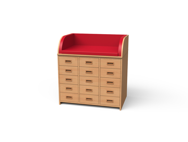 Wickelkommode mit 15 Schubladen, 102 cm breit