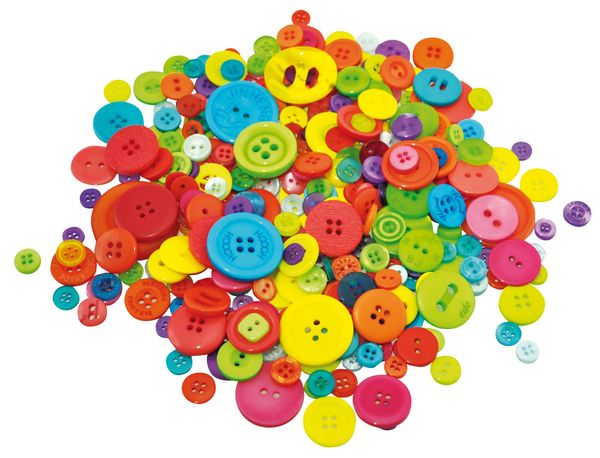 Knöpfe 500 g, bunt gemischt in verschiedenen Farben und Größen, Kunststoff Knöpfe 500 g, bunt gemischt in verschiedenen Farben und Größen, Kunststoff