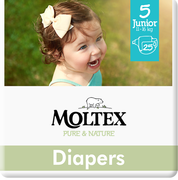 MOLTEX Pure & Nature Windeln Gr. 5 Junior, Karton mit 125 Stk. (5x25 Stk.)