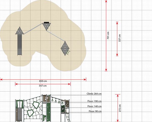 mittleres Klettergerüst Boris mit Rutsche