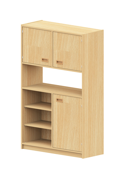 BasicPlus Hochschrank, oben Doppeltür, unten Regal links und Tür rechts, B: 102 cm BasicPlus Hochschrank, oben Doppeltür, unten Regal links und Tür rechts, B: 102 cm