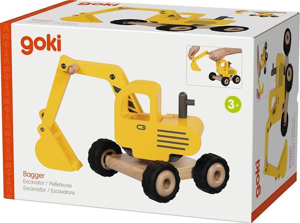 GOKI Bagger aus Holz, 20 x 18 x 26 cm, ab 3 Jahre