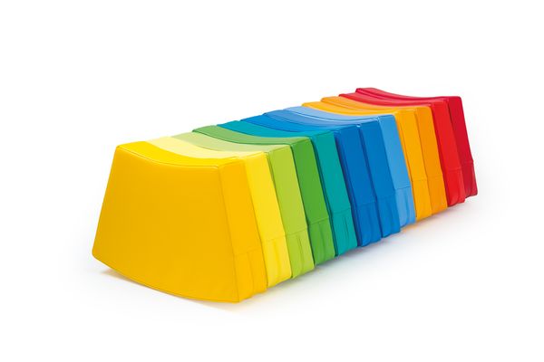 Stapelbar, Sitzhocker, Kunststoff, Regenbogenfarben, Mehrfarbig
