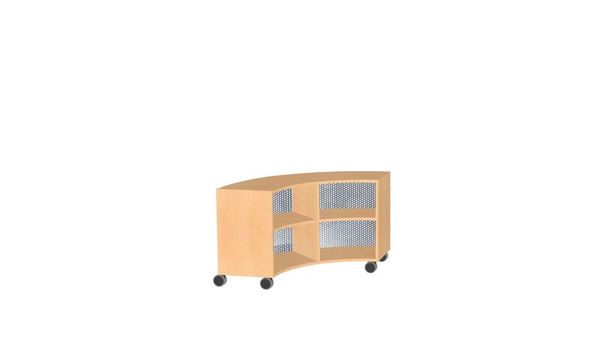 BasicPlus Viertelkreisschrank, offen, mit Lochblechrückwand, je 1 fester Boden