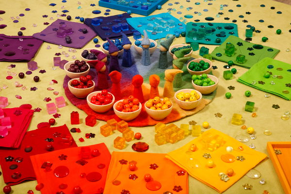 BAUSPIEL Spieltücher/Farbkreistücher (80 x 80 cm) aus Baumwolle, 12 Stück BAUSPIEL Spieltücher/Farbkreistücher (80 x 80 cm) aus Baumwolle, 12 Stück