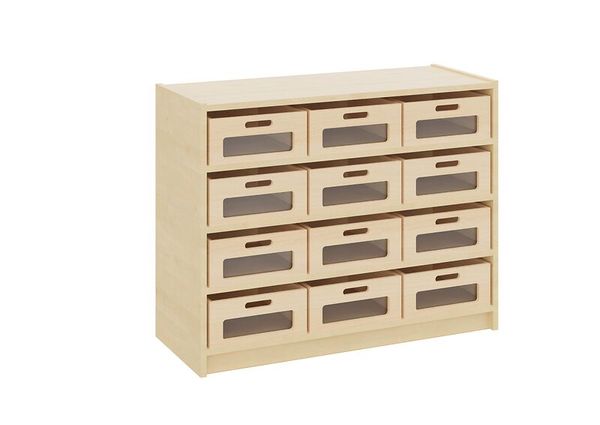 Materialschrank mit großen Kästen mit Sichtfenster, Varianten wählbar