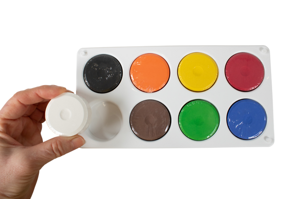 ELVIRAS 8er Tempera-Palette, befüllt mit 44mm Blöcken