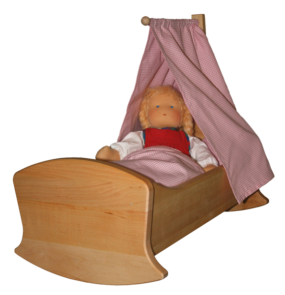 Puppe, Schaukelbett, Kinderbett, Holz, Mütze oder Decke