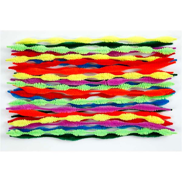ELVIRAS Pfeifenputzer Wellenform, 30 cm lang, Ø 5-12 mm, farbig sortiert, 28 Stück