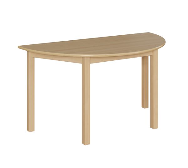Halbrundtisch, 140x70 cm, Dekor Buche, Zarge, Tischbeine aus Holz