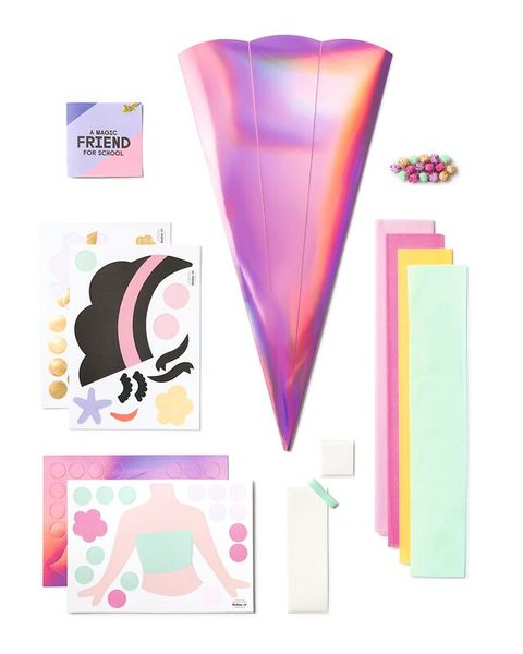 FOLIA Schultüten-Bastelset "Einhorn/Meerjungfrau/Künstlerin“, irisierend pink, 68 cm, 1 Set