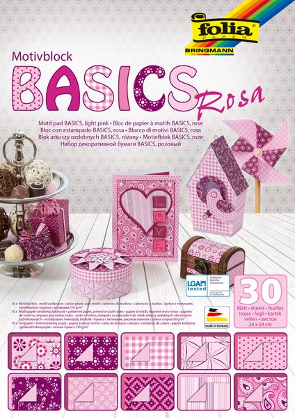 FOLIA Motivblock Basics, 30 Blatt in einer Farbe (wählbar)