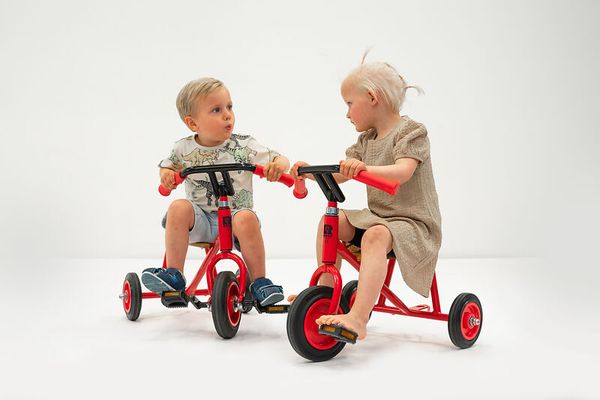 tricycle, kindergarten, rot, zwei-rad, kinder