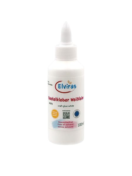 ELVIRAS Bastelkleber / Weißleim, transparent & schnell trocknend, lösungsmittelfrei, 100ml