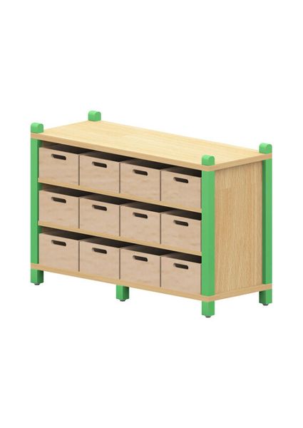 BasicPlus Stollenschrank, mit 12 Materialkästen und 2 festen Böden 