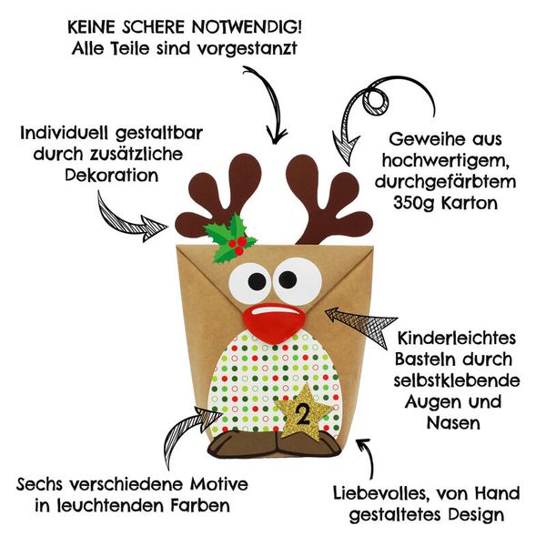 Geschenktüte "Rentier", 24 Sets (SONDERANGEBOT)