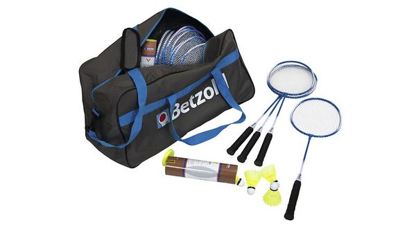 Badminton-Set, Schlägerpaar, Transporttasche, Shuttlecock, Griffe oder Griffe?