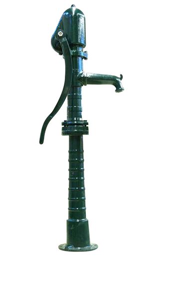 manuell- pumpe, wasserpumpe, brunnenpumpe, gusseisen, grün