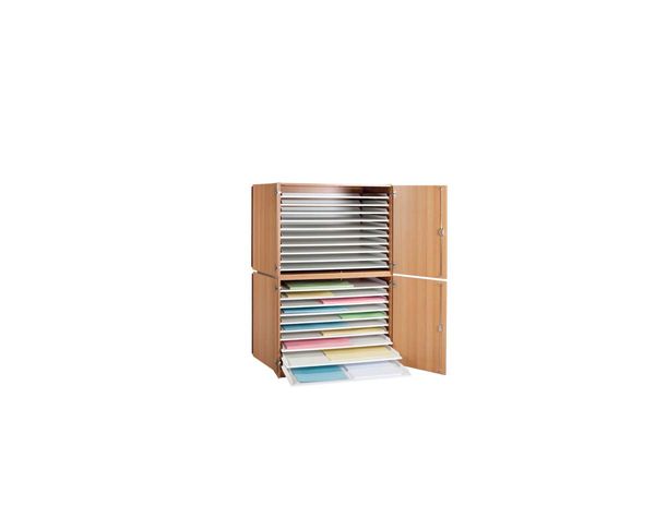 A4 Drucker, Dokumentenablage, mehrstufig, Holzschrank, organisierte Aktenablage