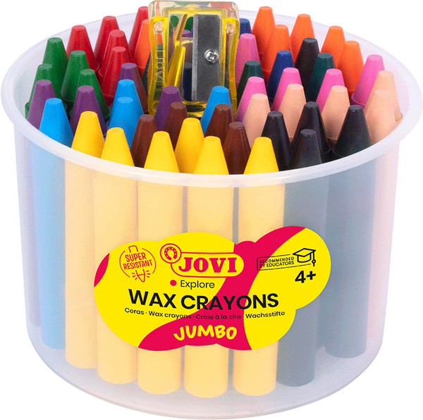 JOVI Wachsstifte 60er Dose mit 1 Spitzer, sortiert JOVI Wachsstifte 60er Dose mit 1 Spitzer, sortiert
