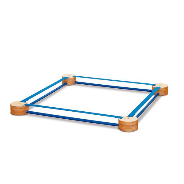 Guiderrahmen, Holz-Ecken, blaue Stäbe, quadratischer Rahmen, ausbalancierte Basis