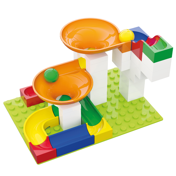 lego bricks, building blocks, colorful ramps, tunnel tracks, playset