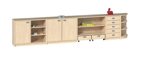Küchenschrank, Möbelkombination, Buche Dekor, Schubkasten, Offenes Regal