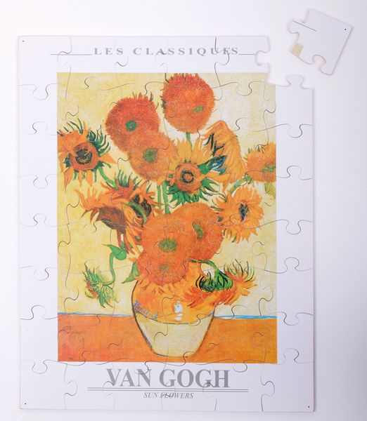 puzzle, sonnenblumen, vasen, orange, blumen