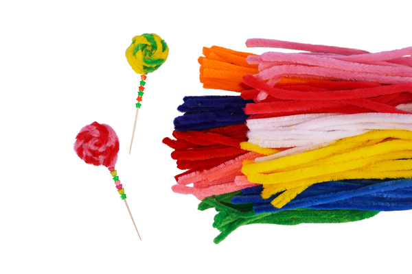 ELVIRAS Dicke & flauschige Pfeifenputzer, 50 cm lang, Ø 8 mm, bunt sortiert, 100 Stück