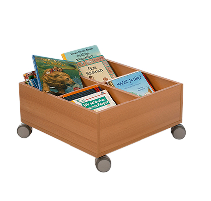 Holzkiste, Seitenschublade, Bücherwagen, Rollkiste, Holzkasten
