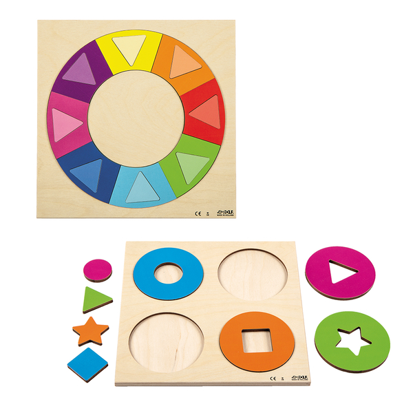 ROLF EDUCATION Reliefpuzzle Entdecke Farben und Formen, 2 Puzzle (8+16 Teile), ab 4 Jahre