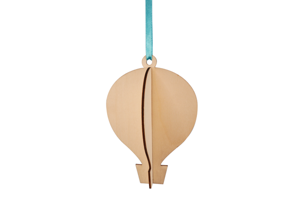 Holz Ornament, Luftballon Form, Holzanhänger, Naturholz, Satinband, DIY Schmuck