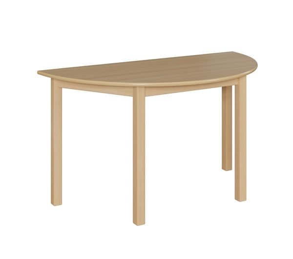 Halbrundtisch, 140x70 cm, Dekor Buche, Zarge, Tischbeine aus Holz