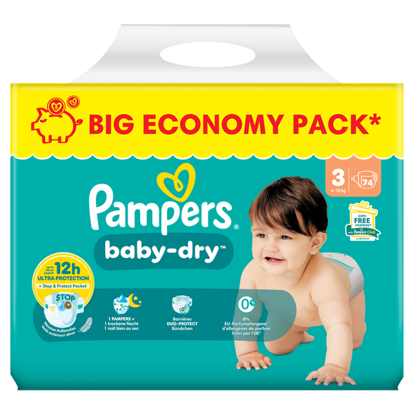 PAMPERS Baby Dry Windeln Größe 3, Midi 6-10 kg, Packungsgröße wählbar