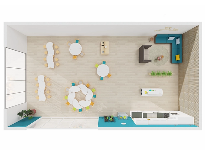 Darstellung eines Kinderrestaurants von oben