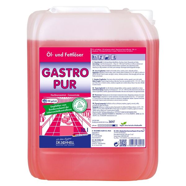 DR. SCHNELL Gastro Pur, Öl- und Fettlöser, 10 l DR. SCHNELL Gastro Pur, Öl- und Fettlöser, 10 l