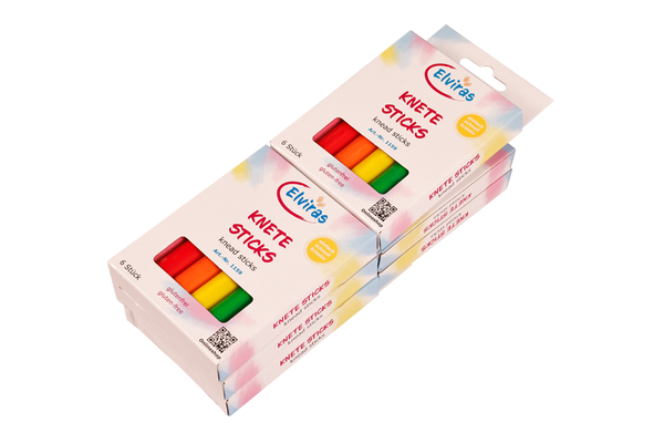 ELVIRAS Knete-Sticks, 6 Farben, 6 Sets à 6 Stück