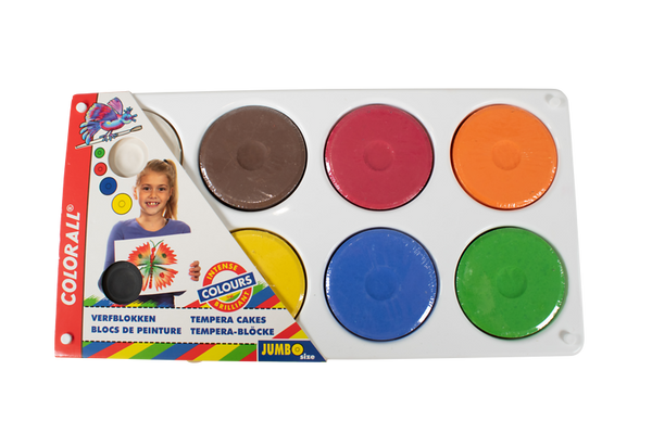 ELVIRAS 8er Tempera-Palette, befüllt mit 55mm Blöcken