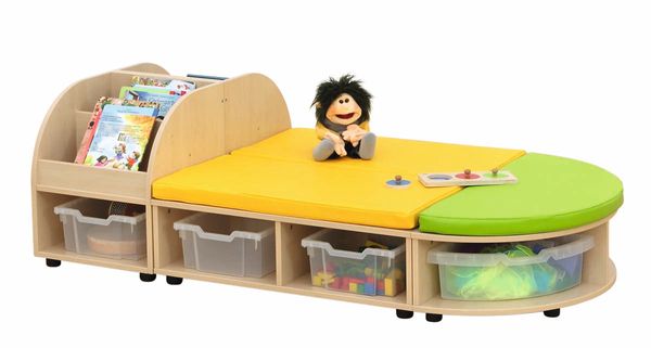 BETZOLD Maddox Große Sitzbank mit Bücherbox und 8 transparenten Boxen, oval