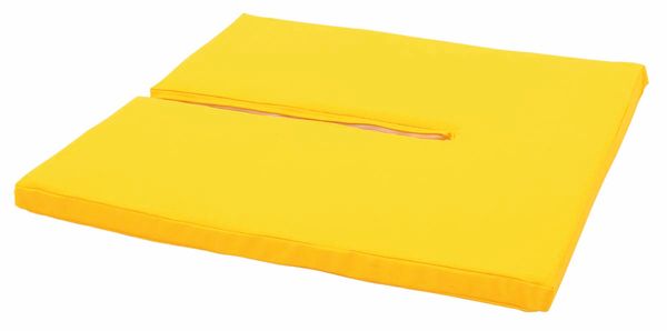 gelb, zusammengefaltete Matte, Kissen, Schaumstoffmatte, Reisematte