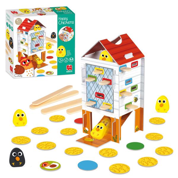 Hühnerstall, Spielturm, Tierpuzzle, Holzspielzeug, Huhn