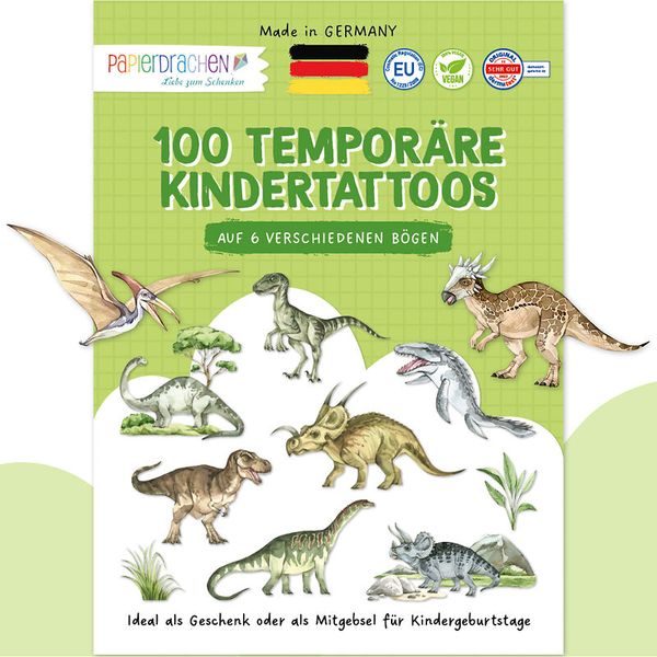 100 Kindertattoos zum Aufkleben – Welt der Dinos (SONDERANGEBOT)